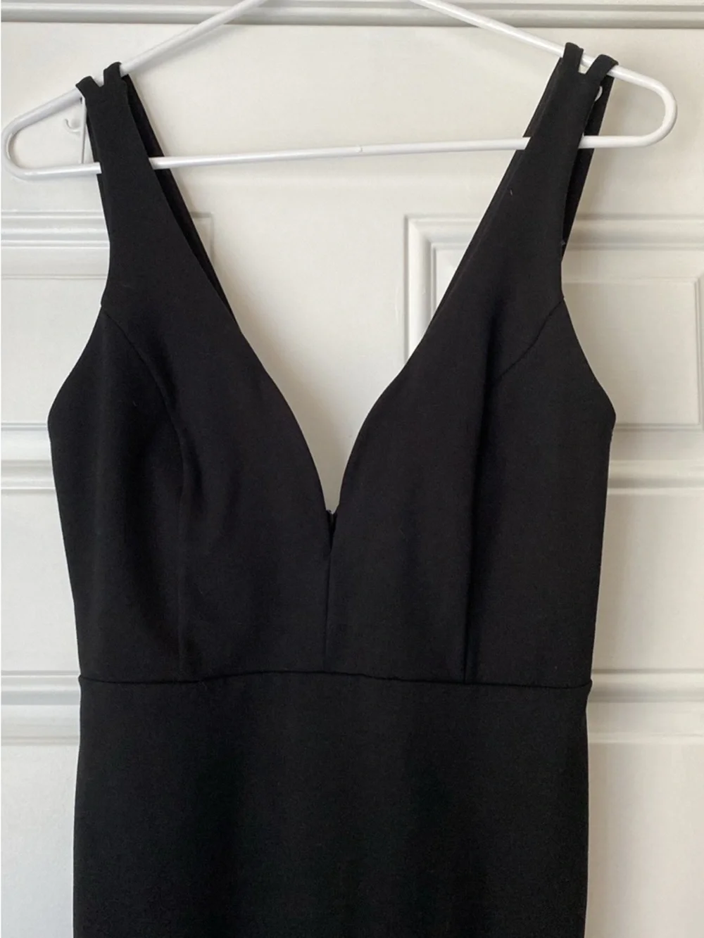 Lulus Black Deep V Front Double Strap Body Con Midi Dress Size Large - Picture 2 of 10